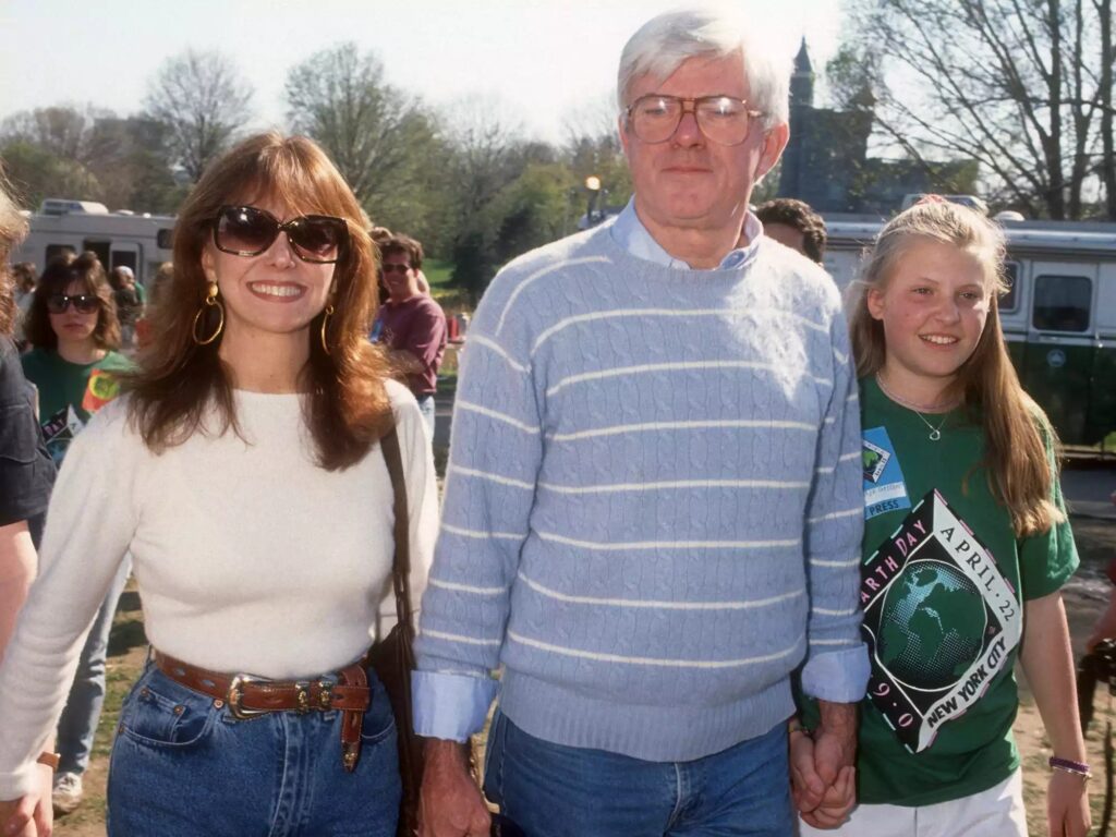 Mary Rose Donahue (left) pictured with her father Phil Donahue and stepmother Marlo Thomas