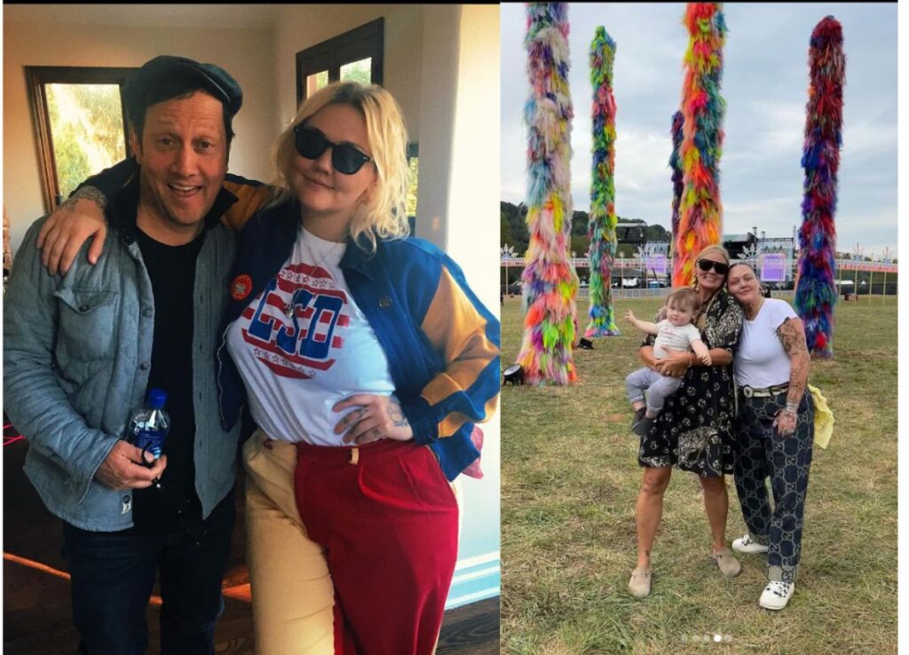 Elle King with her father, Rob Schneider, and mother, London King, on different occasions