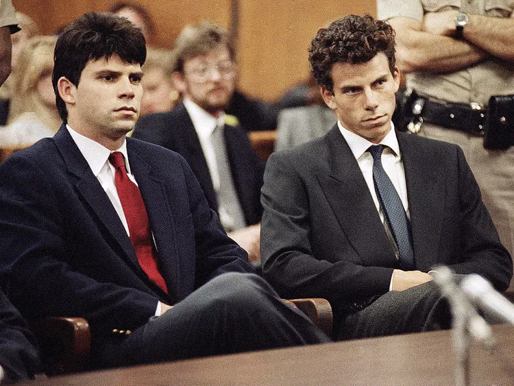 Lyle and Erik Menendez during their court trials in March 1996.