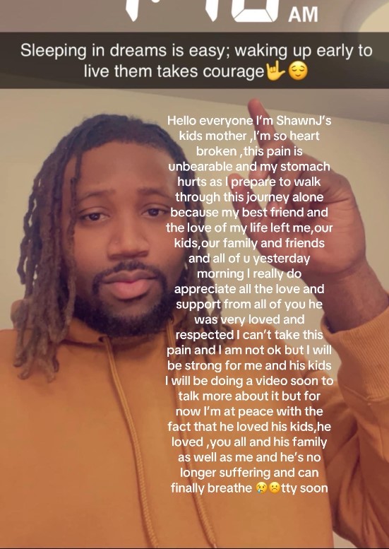 The Message Shared By Shawn J's Kid's Mother On Shawn J's TikTok Announcing His Death